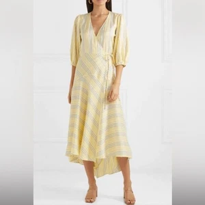Vestido Ganni Nuevo con Etiquetas 1739 Bergamota Seda Envolvente Para Mujer Talla 38 Vainilla Manga Abullonada Hielo - Imagen 1 de 9