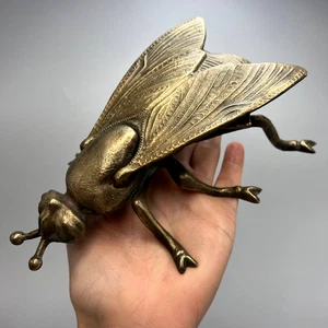 Heavy Vintage Ashtray Fly USSR Collectible Bronze Brass Figure Statue Marked Old - Picture 1 of 11