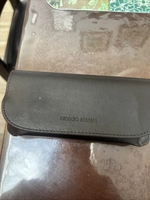 Giorgio Armani Frames of Life Brown Leather  Glasses Case And Cleaning Cloths - Image 1 of 4
