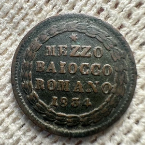 1834 Papal States 1/2 (Mezzo) Baiocco Copper Coin - Picture 1 of 2