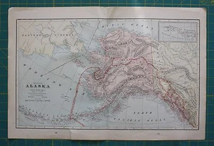 Alaska AK Vintage Original 1897 Cram's World Atlas Map Lot - Picture 1 of 4