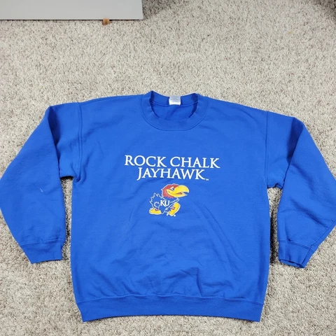 Rock Chalk Kansas Jayhawks Sweatshirt Adult Medium Blue Cover