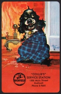 Vintage playing card RICHFIELD gas oil Collies Endicott NY Butch blanket Staehle - Picture 1 of 2