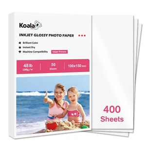 400 Koala Premium Photo Paper 4X6 Glossy 48lb for Inkjet HP Canon Printers 10x15 - Picture 1 of 12