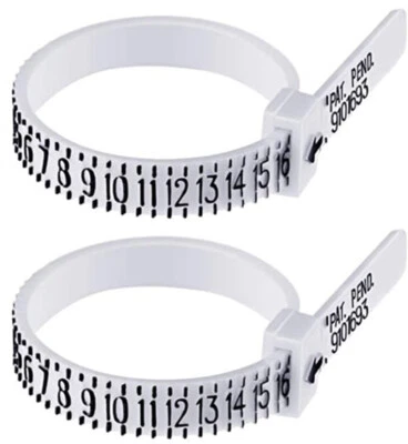 2-Pack Ring Sizer Measure Tool Gauge Plastic Finger Sizing Finder Reusable 1-17 - Image 1 of 3