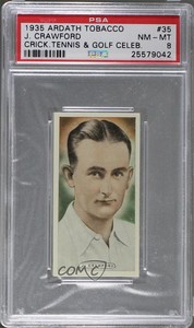 1935 Ardath Cricket Tennis & Golf Celebrities Tobacco Jack Crawford #35 PSA 8