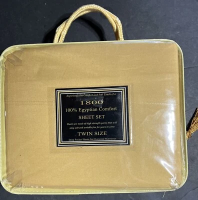 New EGYPTIAN COMFORT 1800 Ct Deluxe Deep Pocket Sheet Sets 3Pc - Twin Beige - Image 1 of 4