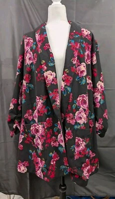 Blazer abierto floral negro/rosa Lane Bryant para mujer talla 22/24 nuevo con etiquetas Foto 1 de 4