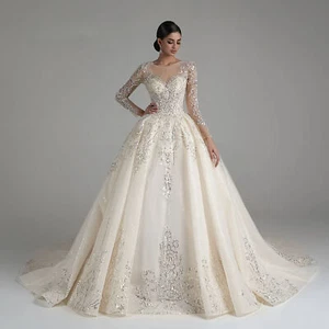 Ball Gown Wedding Dresses SparklBeading Appliques Wedding Gown Vestidos De Novia - Picture 1 of 15