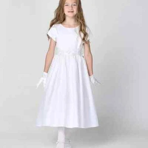 Pink Princess First Holy Communion Dress for Girls White Size 10 - Picture 1 of 11