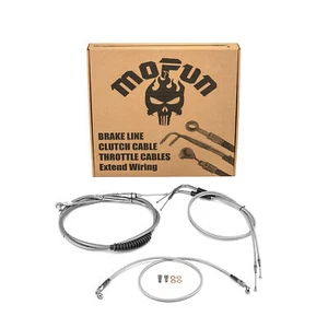 MOFUN Non-ABS 12"-14" Handlebar Brake Clutch Throttle Cable For Harley FXS FLSTN - Picture 1 of 5