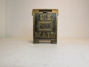 Heavy Vintage copper Metal USPS postil Mailbox Bank 3 3/4" high 2 1/2" wide - Picture 1 of 7