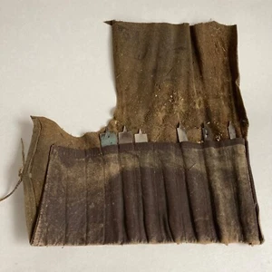 Borsa porta punte da trapano vintage in pelle con 6 punte per legno - Foto 1 di 8