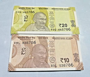OFFER Indian Rs.10 & 20 Rupees Currency Note With Holy Lucky No. 786 @VD - Picture 1 of 3