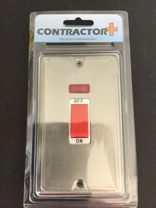 One Electrical CP3016 Brushed Steel 45A Tall Cooker Switch & Neon - New In Pack - Picture 1 of 2