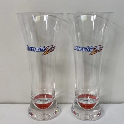 Brunswick Zone Tall Beer Glass Pilsner Plastic Acrylic Set Of 2 Bowling 16oz - Image 1 of 4