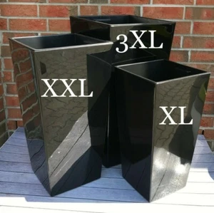 Blumenkübel Schwarz Hochglanz Pflanzeinsatz Blumentopf Eckig SET: XL XXL 3XL - Bild 1 von 4
