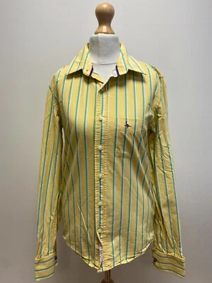 Z796 WOMENS JACK WILLS YELLOW GREEN STRIPES L/SLEEVE COLLARED SHIRT UK 8 EU 36 - Image 1 of 4