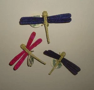 Dragonfly 3 Dragonflies Imanes Nevera Casillero Comercio Justo Tailandia Reciclado Nuevo con Etiquetas - Imagen 1 de 1