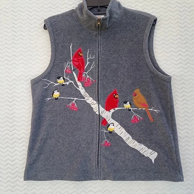 圣诞节冬季红雀鸟女式背心小号 XL Baxter & Wells 全拉链 — 第 1/4 张图片