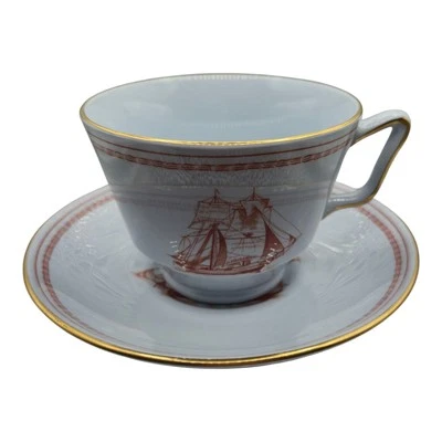 Juego de tazas y platillos Spode Trade Winds azul claro rojo dorado Inglaterra reemplazos Foto 1 de 4