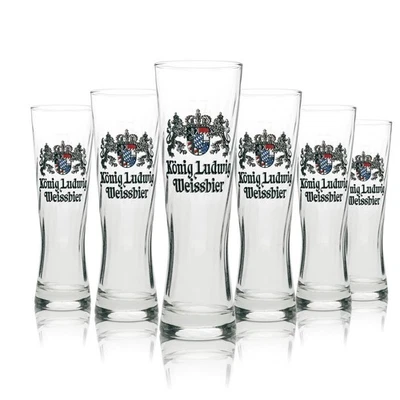 6x König Ludwig Bier Glas 0,3l Weizen Rastal Neu Hefe Gläser Weißbier Gastro Bar