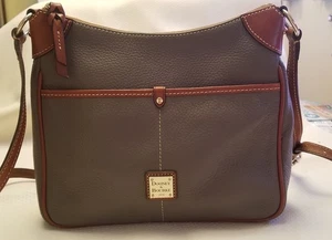 Dooney & Bourke Kimberly Elephant Gray Pebbled Leather Crossbody Bag Excellent - Picture 1 of 14