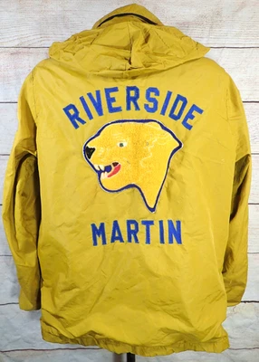 Rare 60s Satin Varsity Bomber Jacket Mens M #65 Riverside Martin Football Award - Image 1 of 4