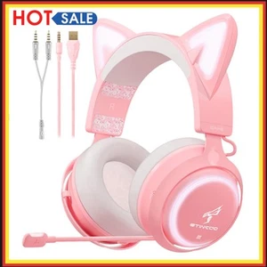 Over-Ear-Headset, leuchtende Gaming-Kopfhörer mit Mikrofon (Rosa 3,5 + USB) - Afbeelding 1 van 12