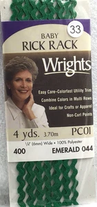 Wrights Baby Rick Rack Emerald Green 1/4" 4 Yards 400 Emerald 044 - Picture 1 of 4