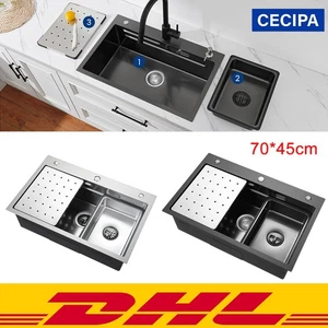 Fregadero de acero inoxidable Fregadero de cocina Fregadero empotrado multifuncional Fregadero Cocina 70x45cm - Imagen 1 de 40