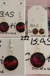 Pendientes cabujón arte fluido pintados a mano únicos - Imagen 1 de 6