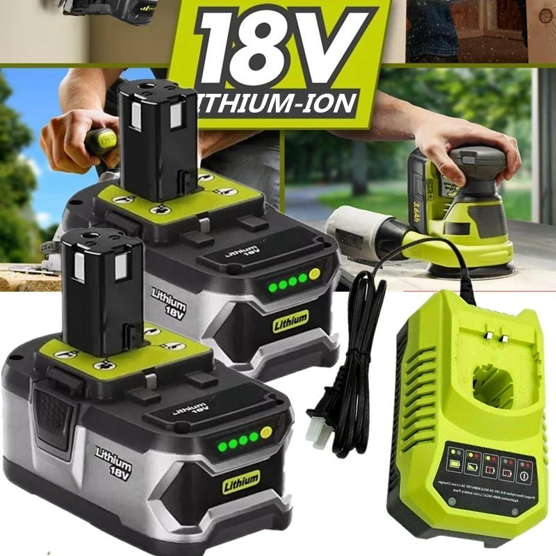 2x 18V 8,0Ah Akku für RYOBI One Plus Lithium HP RB18L50 P108 Batterie/Ladegerät