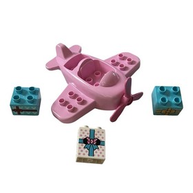 LEGO Duplo Minnie Mouse Pink Airplane W/Propeller & Present/Gift Bricks Set of 4