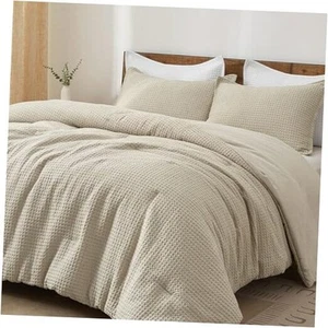 Ultra Soft Waffle Weave Comforter Set Queen Size, 3 Pieces Lightweight - Picture 1 of 7