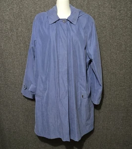 London Fog Trench Coat Womens Medium Blue Removable Hood Liner Raincoat - Picture 1 of 13