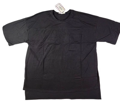 Zenana Oversized Black T-Shirt Front Pocket Gathered Back Womens Large New Tags - Image 1 of 4