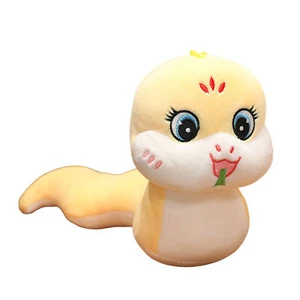 Plush Snake Toy Cartoon Snake Doll Chinese Snake Stuffed Animal Gift Yellow - Picture 1 of 10