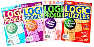 NEW of 4 Penny Press Dell Logic Problems Puzzles Begin to Expert 95 in Each Book - Picture 1 of 2