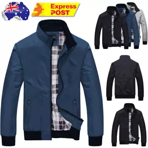 Men's Bomber-Jacket Zip Up Casual Classic Army Military Flight Coat Outwear Tops - Picture 1 of 11