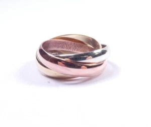 Gold ring 9 ct yellow white rose Russian wedding ring 3 bands heavy 6.9g Size M - Picture 1 of 5
