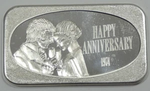 1974 United States Silver Corporation Happy Anniversary 1oz .999 Fine Silver Bar - Picture 1 of 4