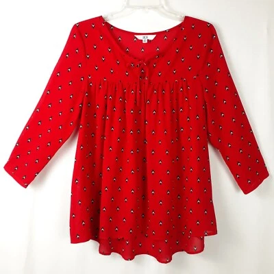 Blusa Top JACK By BB Dakota Mujer Roja Talla M Babydoll Ligera Transparente Foto 1 de 4