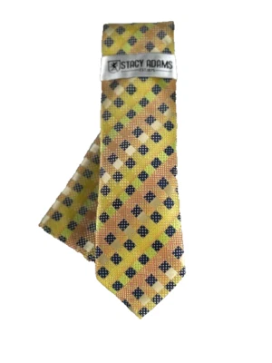 Corbata Stacy Adams para hombre pañuelo amarillo azul marino lima fucsia champán 3,25" de ancho Foto 1 de 4