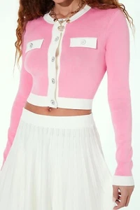 Forever 21 Pink White Juicy Couture Cardigan Sweater XS - Picture 1 of 4