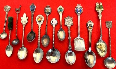 14 cucharas caribeñas América Central del Sur de ley, plata, aleación, mezcla de esmalte Foto 1 de 4