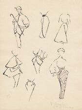 Mode Kleidung Fashion Design sketches Zeichnung drawing F. Chambert 1950