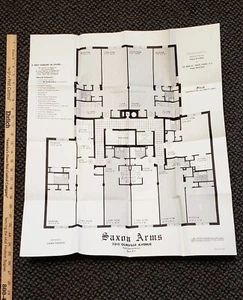 BRONX NY Vintage 1960's SAXON ARMS Lucian Pisciotta Architect Print Floor Plan - Picture 1 of 2