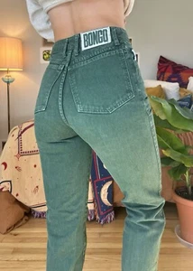Vintage 80s/90s Forest Green High-Waisted BONGO Mom Jeans! 23” Waist - Picture 1 of 8