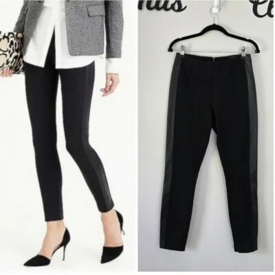 J. Crew Leather Stripe Pixie Black Pant Size 2 - Image 1 of 4